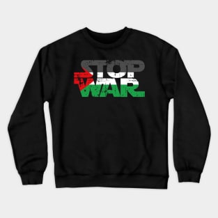 Stop War - Popular Palestine Flag Distressed Graphic Crewneck Sweatshirt